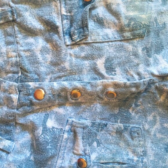 23W Vintage 70's Women's Shorts Zoo Print Animals Soft Denim Cutoff Snap Buttons - Picture 2 of 8